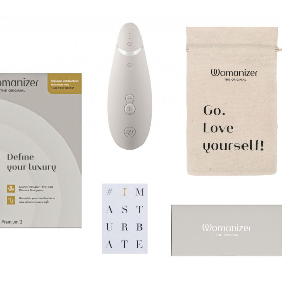 Вакуумный клиторальный стимулятор Womanizer Premium 2 - Grey, функции Autopilot и Smart Silence