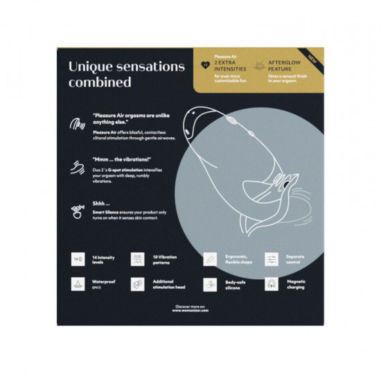 Двойной вакуумный клиторальный стимулятор с вибрацией Womanizer Duo 2 - Black, независимые моторы