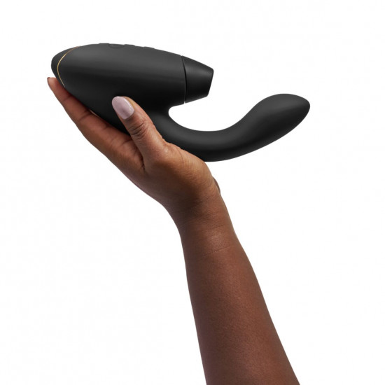 Двойной вакуумный клиторальный стимулятор с вибрацией Womanizer Duo 2 - Black, независимые моторы