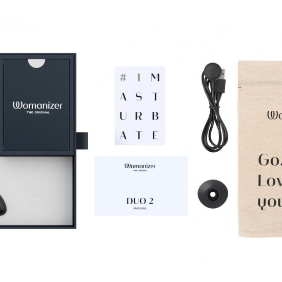 Двойной вакуумный клиторальный стимулятор с вибрацией Womanizer Duo 2 - Black, независимые моторы