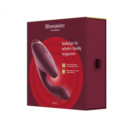 Двойной вакуумный клиторальный стимулятор с вибрацией Womanizer Duo 2 - Bordeaux, независимые моторы