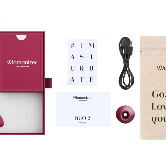 Двойной вакуумный клиторальный стимулятор с вибрацией Womanizer Duo 2 - Bordeaux, независимые моторы