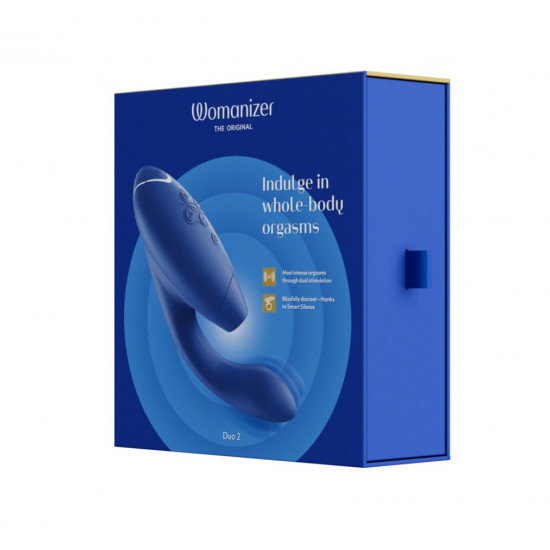 Двойной вакуумный клиторальный стимулятор Womanizer Duo 2 - Blueberry, независимые моторы