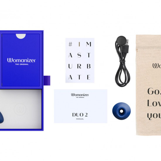 Двойной вакуумный клиторальный стимулятор Womanizer Duo 2 - Blueberry, независимые моторы
