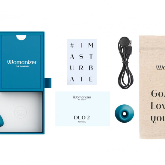 Двойной вакуумный клиторальный стимулятор Womanizer Duo 2 - Petrol, независимые моторы
