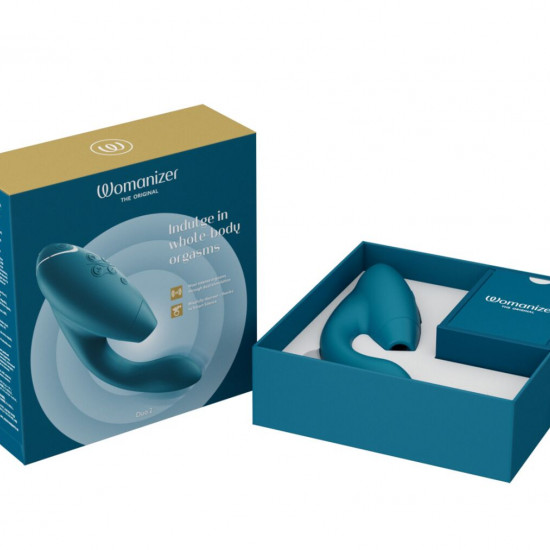 Двойной вакуумный клиторальный стимулятор Womanizer Duo 2 - Petrol, независимые моторы