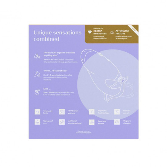 Двойной вакуумный клиторальный стимулятор Womanizer Duo 2 - Lilac, независимые моторы
