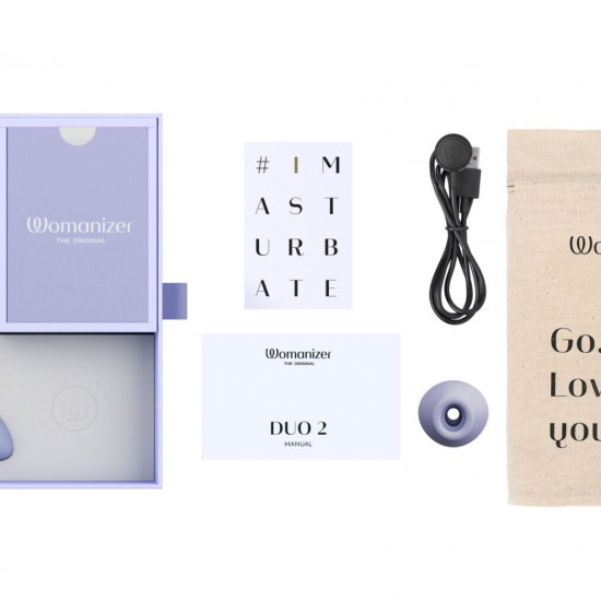 Двойной вакуумный клиторальный стимулятор Womanizer Duo 2 - Lilac, независимые моторы