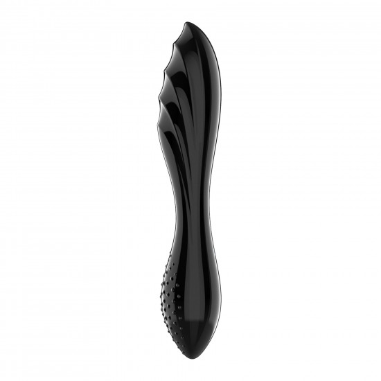 Двусторонний стеклянный дилдо Satisfyer Dazzling Crystal 1 Black, очень прочный, без стоппера