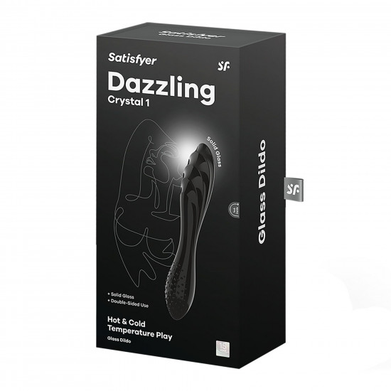Двусторонний стеклянный дилдо Satisfyer Dazzling Crystal 1 Black, очень прочный, без стоппера