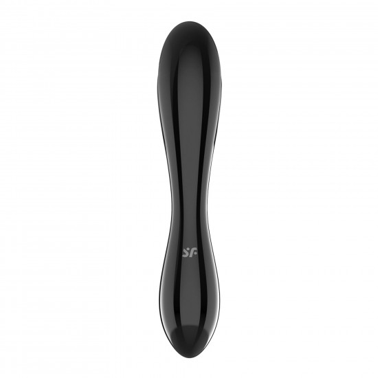 Двусторонний стеклянный дилдо Satisfyer Dazzling Crystal 1 Black, очень прочный, без стоппера