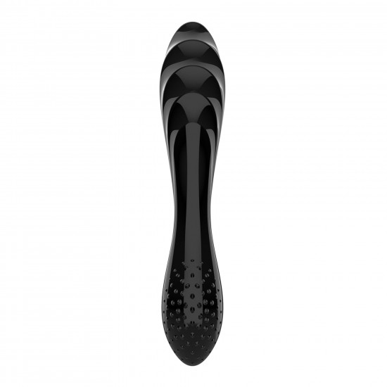 Двусторонний стеклянный дилдо Satisfyer Dazzling Crystal 1 Black, очень прочный, без стоппера