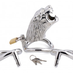 Клітка для пеніса Master Series: Tiger King Cock Cage With Lock, три кільця, замок, три ключі