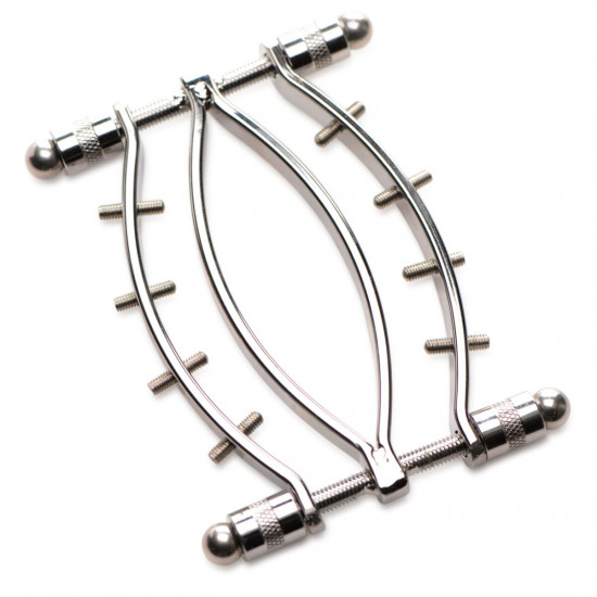 Зажим для вагины Master Series: Spread 'Em Poker Vagina Clamp with Adjustable Pressure Screws, шипы