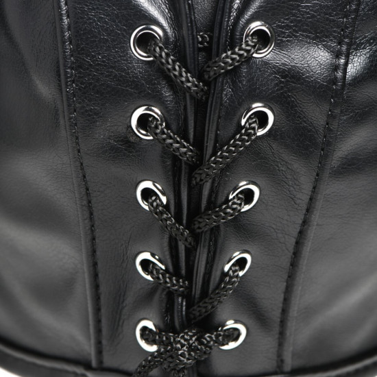 Маска с рогами Master Series: Dungeon Demon Bondage Mask with Horns, черная