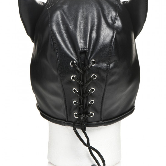 Маска с рогами Master Series: Dungeon Demon Bondage Mask with Horns, черная