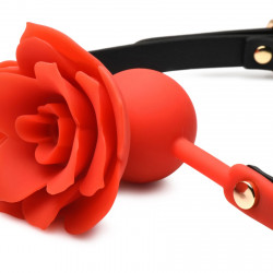 Силіконовий кляп з трояндою Master Series: Blossom Silicone Rose Gag – Red