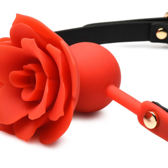 Силиконовый кляп с розой Master Series: Blossom Silicone Rose Gag – Red