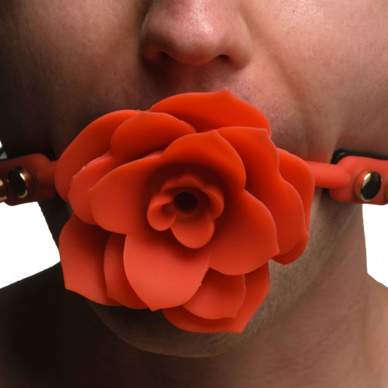 Силиконовый кляп с розой Master Series: Blossom Silicone Rose Gag – Red
