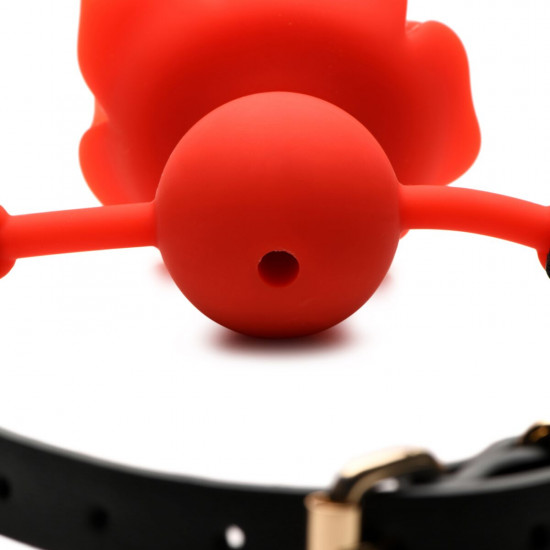 Силиконовый кляп с розой Master Series: Blossom Silicone Rose Gag – Red