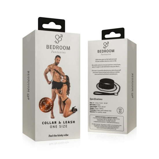Ошейник с поводком Bedroom Fantasies: Faux Leather Collar & Chain