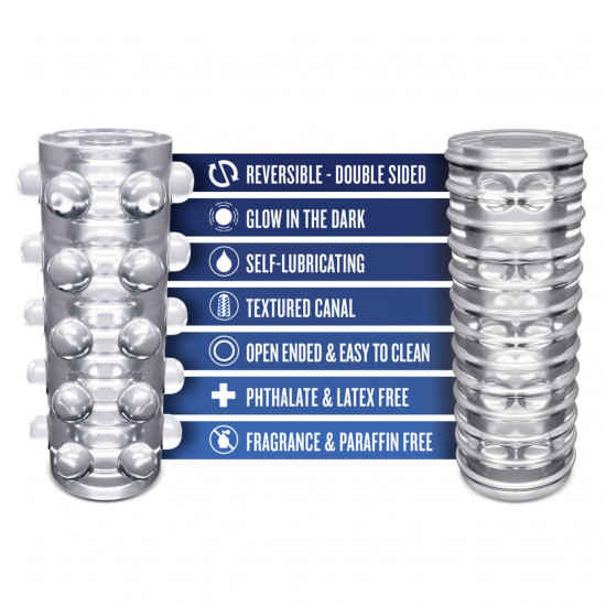 Мастурбатор Blush Rize – Swich Glow in the Dark Masturbator Clear, двусторонний, светится в темноте