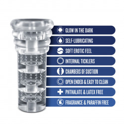 Мастурбатор Blush Rize – Luz Glow in the Dark Masturbator – Clear, всмоктування, світиться в темряві