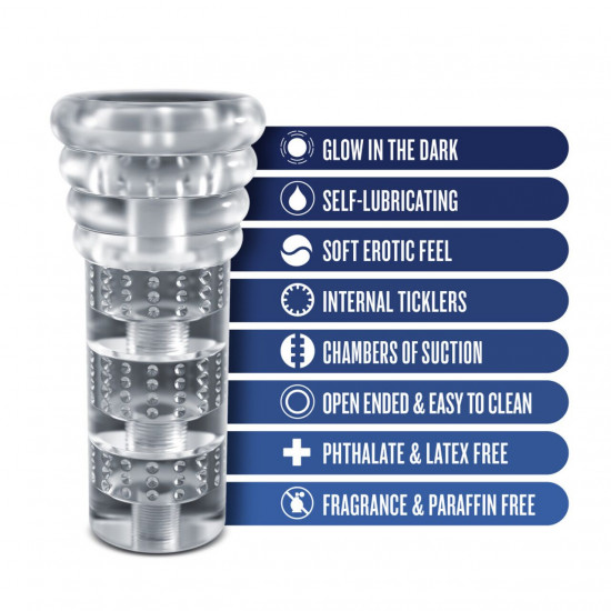 Мастурбатор Blush Rize – Luz Glow in the Dark Masturbator – Clear, всасывание, светится в темноте