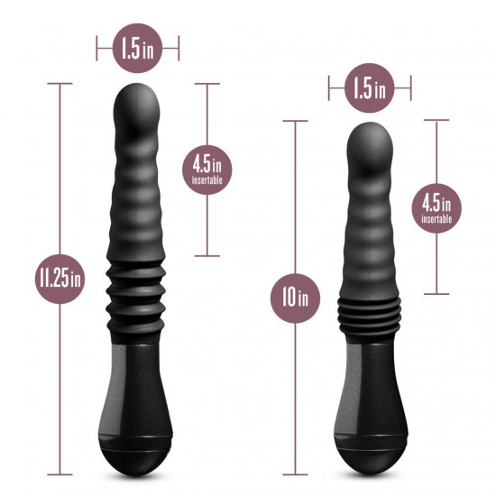 Пульсатор Blush Temptasia – Lazarus Thrusting Dildo – Black, ребристый ствол, 3 скорости