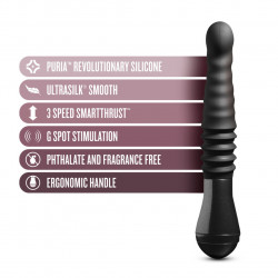 Пульсатор Blush Temptasia – Lazarus Thrusting Dildo – Black, ребристий стовбур, 3 швидкості
