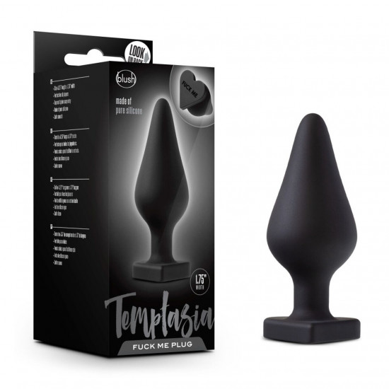 Анальная пробка Blush Temptasia – Fuck Me Anal Plug – Black, основание в виде сердечка