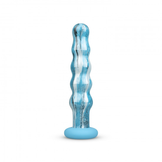 Стеклянный дилдо Gildo Ocean Flow, крупные бусины, силиконовое основание