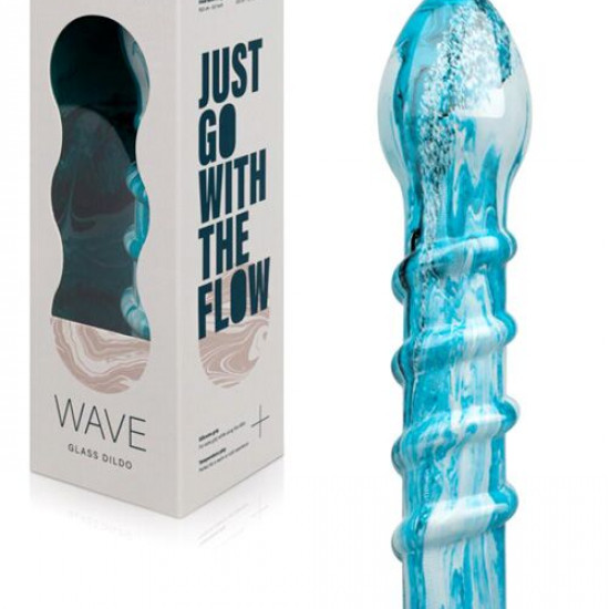 Стеклянный дилдо Gildo Ocean Wave, с силиконовым основанием
