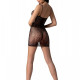 Ажурное мини-платье на тонких бретелях Passion BS096 One Size, black, плетение на груди