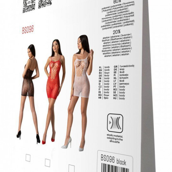 Ажурное мини-платье на тонких бретелях Passion BS096 One Size, black, плетение на груди