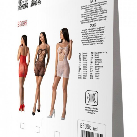 Ажурное мини-платье на тонких бретелях Passion BS096 One Size, red, плетение на груди