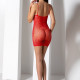 Ажурное мини-платье на тонких бретелях Passion BS096 One Size, red, плетение на груди