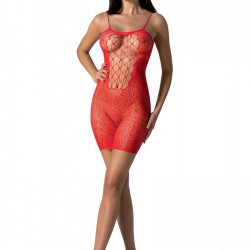 Ажурна мінісукня на тонких бретелях Passion BS096 One Size, red, плетіння на грудях