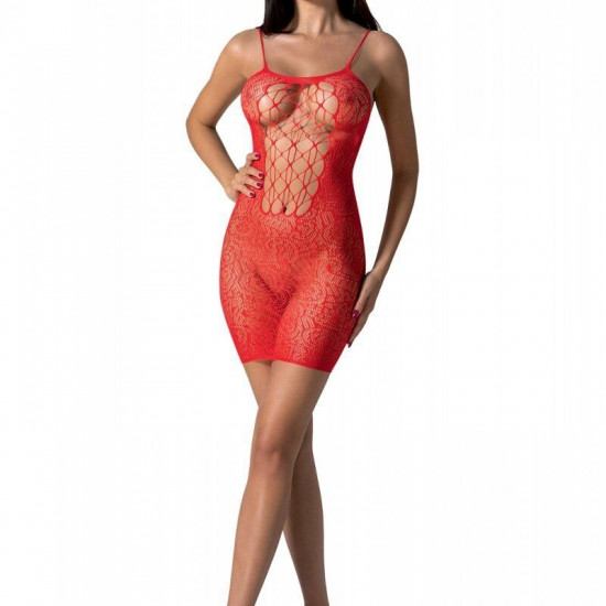 Ажурное мини-платье на тонких бретелях Passion BS096 One Size, red, плетение на груди