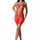 Ажурное мини-платье на тонких бретелях Passion BS096 One Size, red, плетение на груди