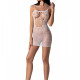 Ажурное мини-платье на тонких бретелях Passion BS096 One Size, white, плетение на груди