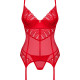 Комплект корсет и стринги Obsessive Ingridia corset & thong M/L, красный