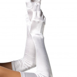 Довгі атласні рукавички Leg Avenue Extra Long Satin Gloves, One Size, білі