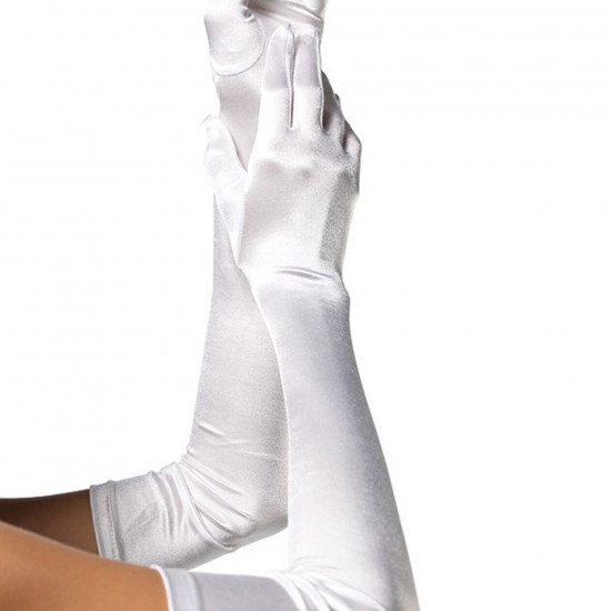 Длинные атласные перчатки Leg Avenue Extra Long Satin Gloves, One Size, белые