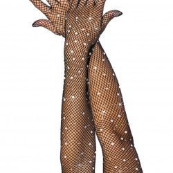 Довгі сітчасті рукавички Leg Avenue Rhinestone opera length gloves, з камінням, One Size