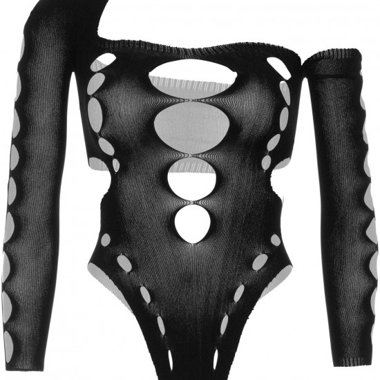 Бесшовное боди на одно плечо Leg Avenue Seamless thong back bodysuit, One Size, черное