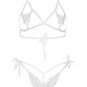 Эротический комплект с открытой чашкой Leg Avenue Open cup bra and pearl panty One Size White