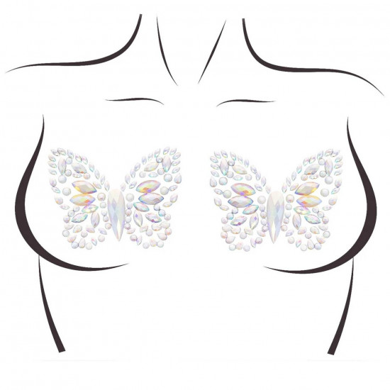 Пэстис-бабочки из кристаллов Leg Avenue Chrysallis nipple sticker, наклейки, светятся в темноте