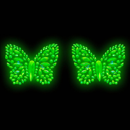 Пэстис-бабочки из кристаллов Leg Avenue Chrysallis nipple sticker, наклейки, светятся в темноте
