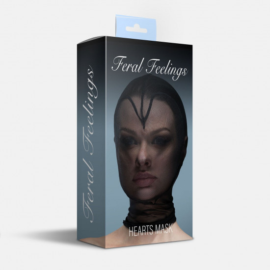 Маска сердце сетка с полностью закрытым лицом  Feral Feelings - Hearts Mask Black/Black